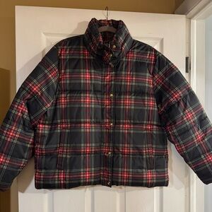 J.Crew tartan plaid puffer coat